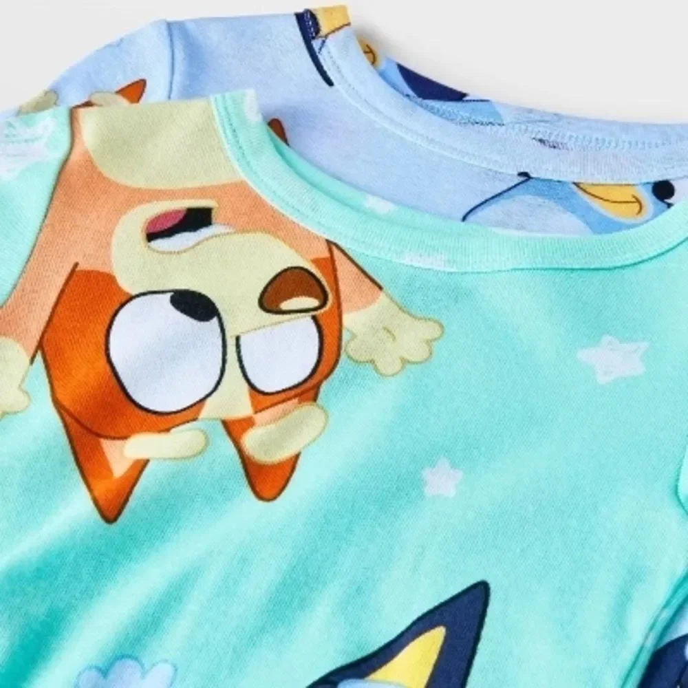New Bluey & Bingo Snug Fit Cotton Cartoon 4 Piece Kids Pajama Set Size 4T